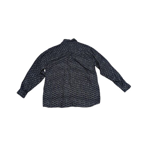 Vintage Bruno Silk Abstract Patterned Italian Dress Shirt Blue Mens Large Top - Picture 2 of 4